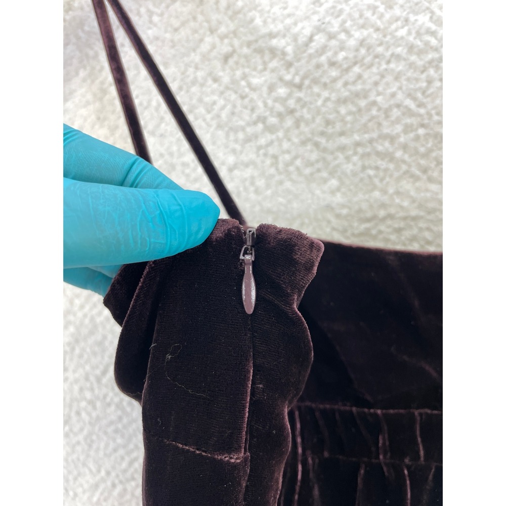 Lewit Women's 4 Velvet Slip Dress Purple Plum Silk Blend Square Neck Mini - Picture 9 of 10